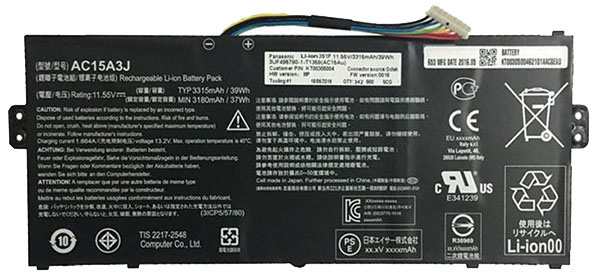 Datorbatteri Ersättning för  Acer Chromebook-R11-CB5-132T-C1LK