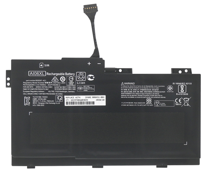 Datorbatteri Ersättning för  HP 808397-421