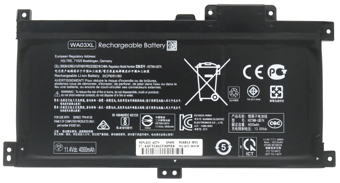 Datorbatteri Ersättning för  HP  Pavilion-x360-15-br022TX